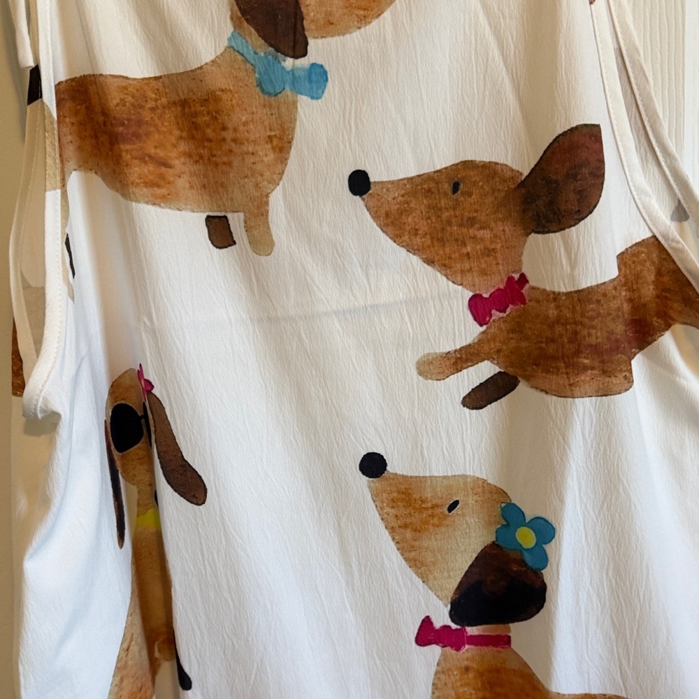 White Dachshund Print Cotton Overalls - Picture 2 of 7
